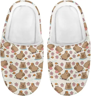 Kids Winter Fuzzy Slippers Cute Animal Pattern Home Bedroom Slippers Non Slip Black Sole