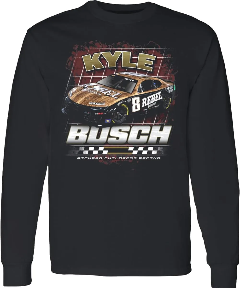 Kyle Busch 2025 Long Sleeve Rebel 2-Spot T-Shirt Black