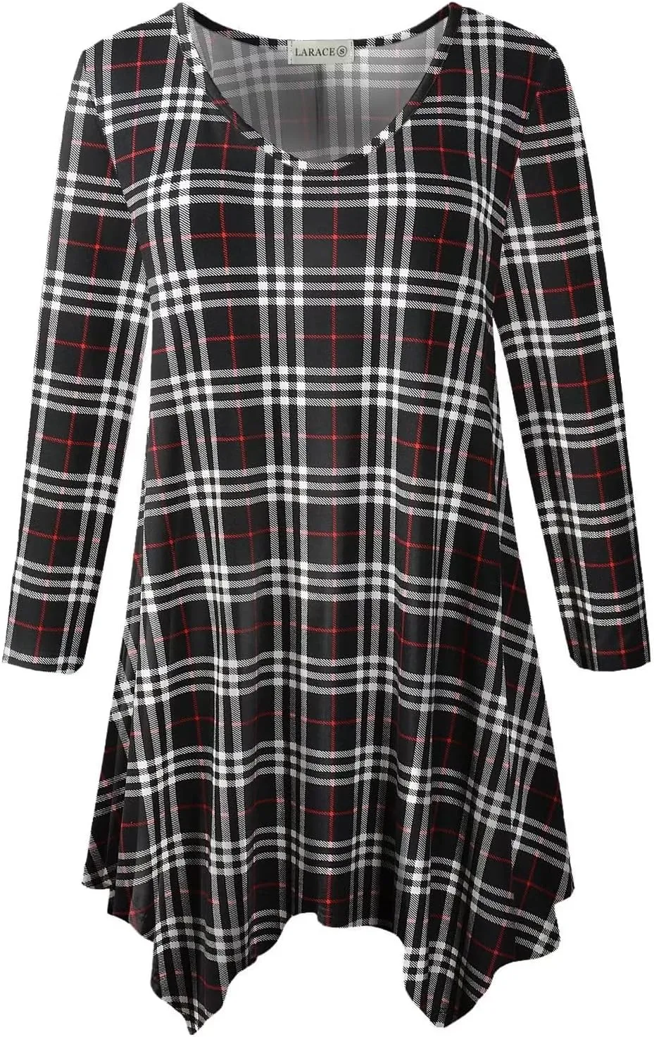 LARACE Plus Size Tops for Women Tunic Asymmetrical Dress Shirts 3/4 Sleeve V Neck Flowy Ladies Clothes for Leggings