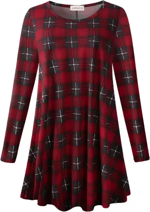 LARACE Plus Size Tunic Tops Long Sleeve Shirts for Women Swing Flowy Loose Fit Clothes for Leggings