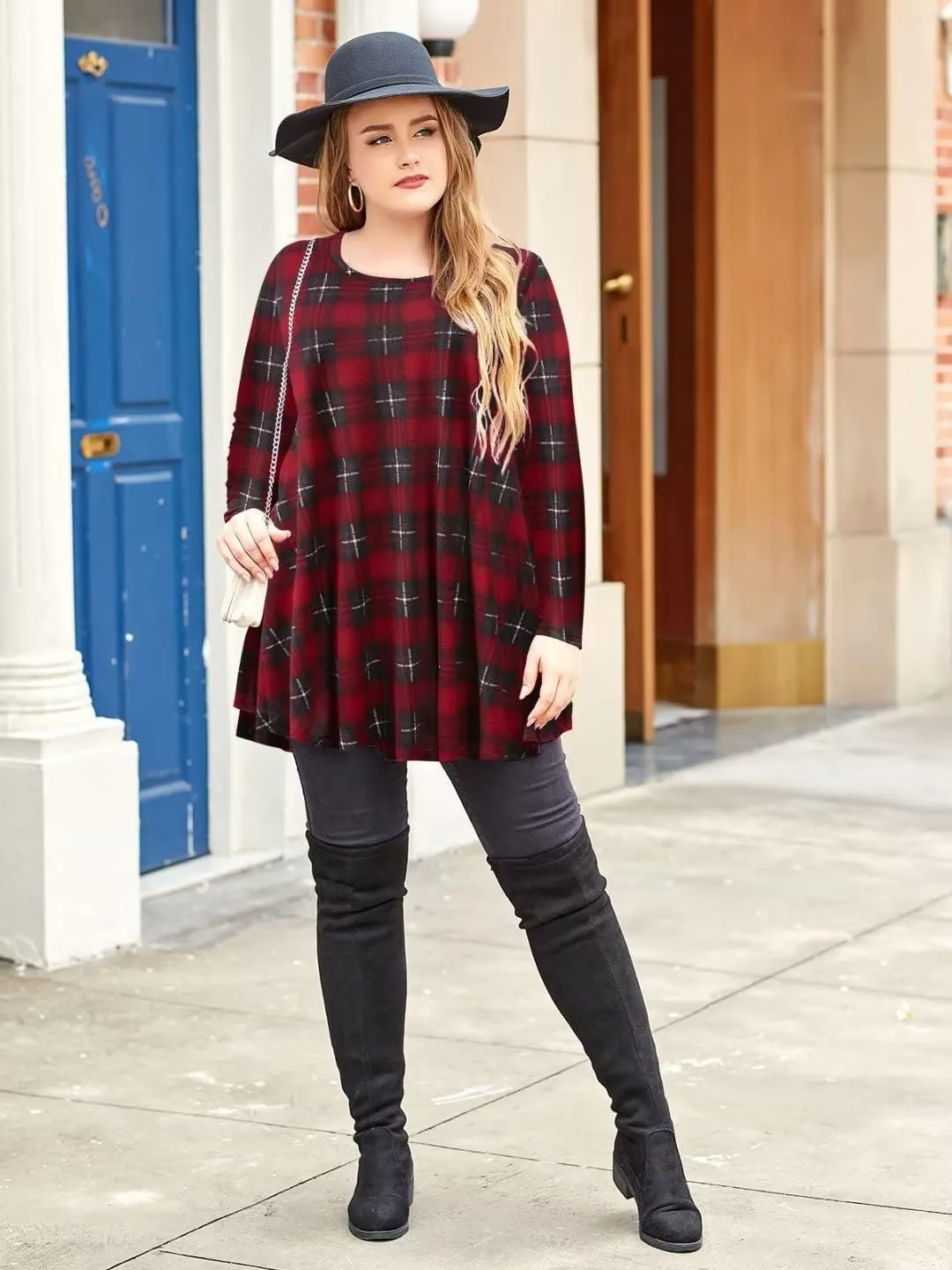 LARACE Plus Size Tunic Tops Long Sleeve Shirts for Women Swing Flowy Loose Fit Clothes for Leggings