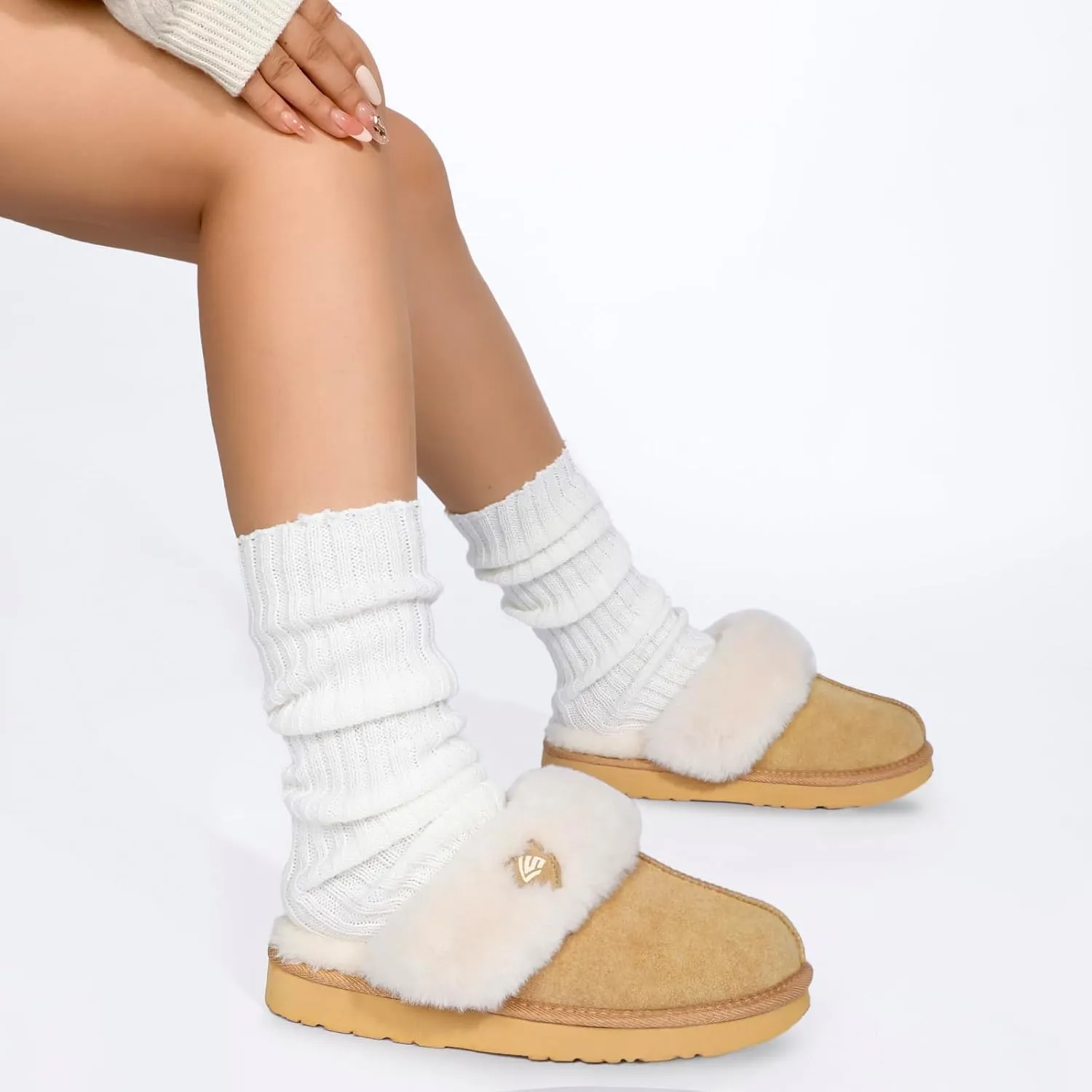 LazyStep Women's Fuzzy House Slippers, Slip on Warm Indoor and Outdoor House Shoes