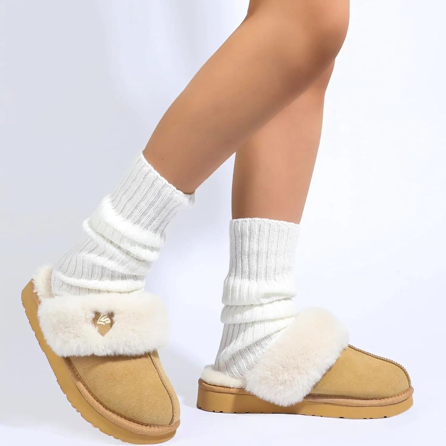 LazyStep Women's Fuzzy House Slippers, Slip on Warm Indoor and Outdoor House Shoes