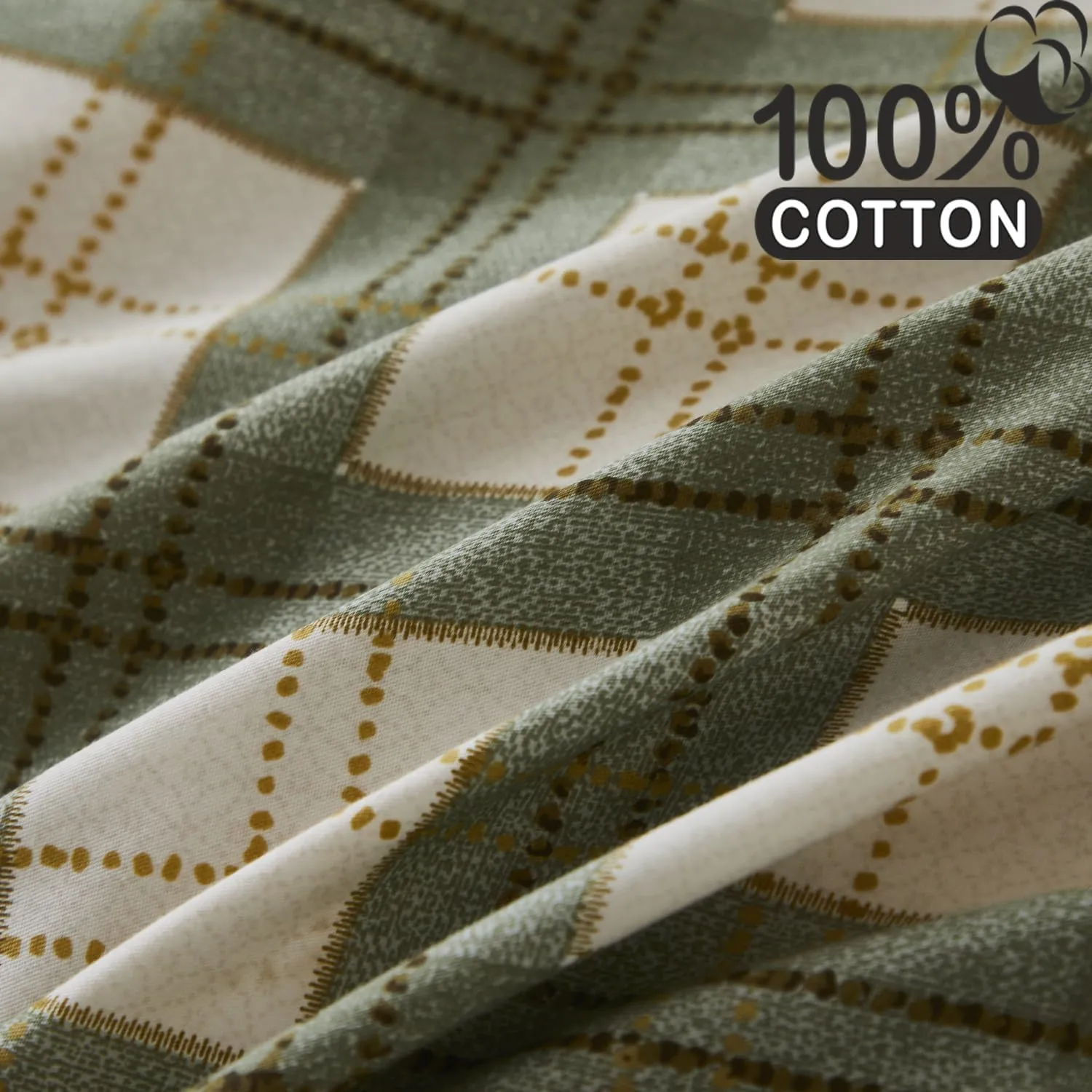 Lemfux Gingham Duvet Cover Queen 3 Pieces Cotton Sage Green Gingham Checkered Duvet Covers Girls Boys Light Green Plaid 1 x Queen Duvet Cover 90" x 90'' and 2 x Standard Pillowcases 20" x 30"