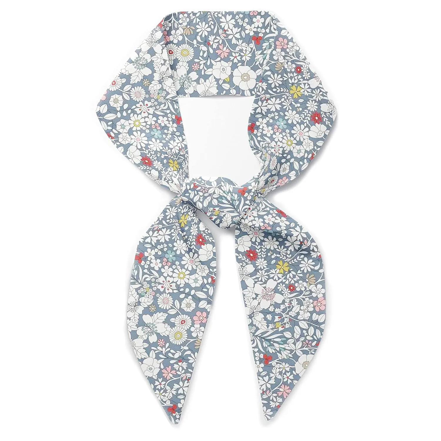 Liberty London Scarf - Choose Length - June's Meadow Grey Floral Skinny Scarf, Tie Headband, Handbag/Purse flair - Silky Tana Lawn Cotton