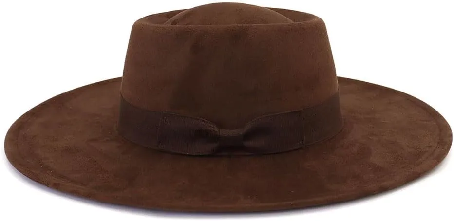 LIDHAY Wide Brim Fedora Hats for Women Men Large Suede Panama Rancher Hat Pork Pie Jazz Hat