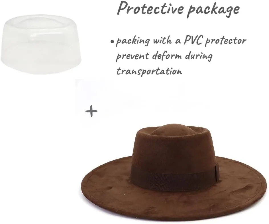 LIDHAY Wide Brim Fedora Hats for Women Men Large Suede Panama Rancher Hat Pork Pie Jazz Hat