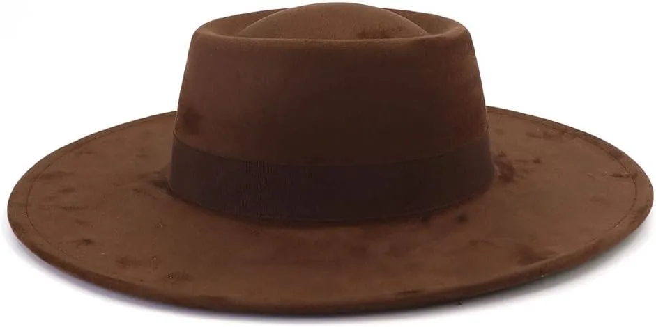 LIDHAY Wide Brim Fedora Hats for Women Men Large Suede Panama Rancher Hat Pork Pie Jazz Hat