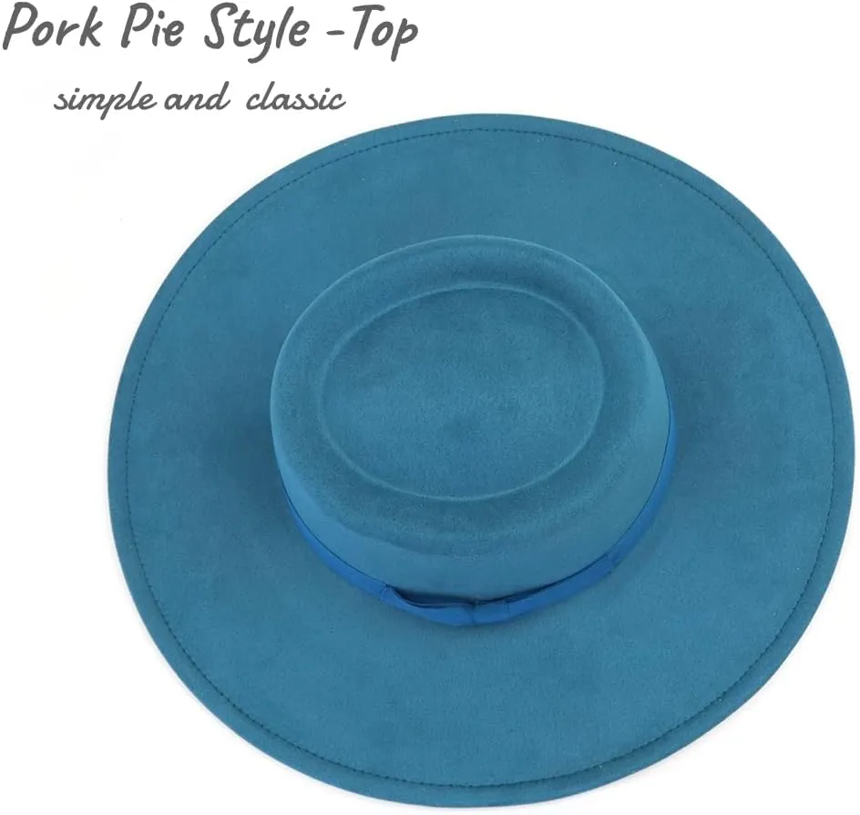 LIDHAY Wide Brim Fedora Hats for Women Men Large Suede Panama Rancher Hat Pork Pie Jazz Hat