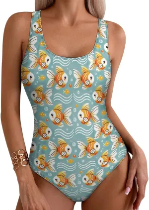 Llama Checkered Cute Alpaca Swim Suits for Women Tummy Control One Piece Swimsuits Racerback Swimwear with Padded