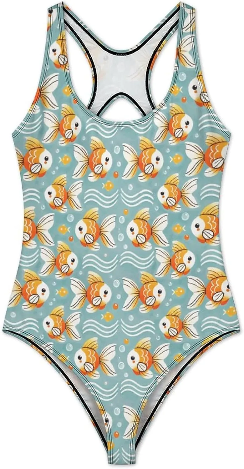 Llama Checkered Cute Alpaca Swim Suits for Women Tummy Control One Piece Swimsuits Racerback Swimwear with Padded