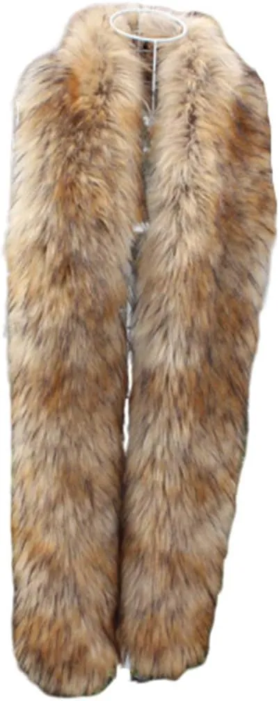 Long Men Women Faux Fur Collar Winter Warm Wrap Stole Scarf Shawl Shrug