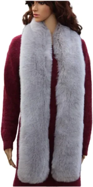 Long Men Women Faux Fur Collar Winter Warm Wrap Stole Scarf Shawl Shrug