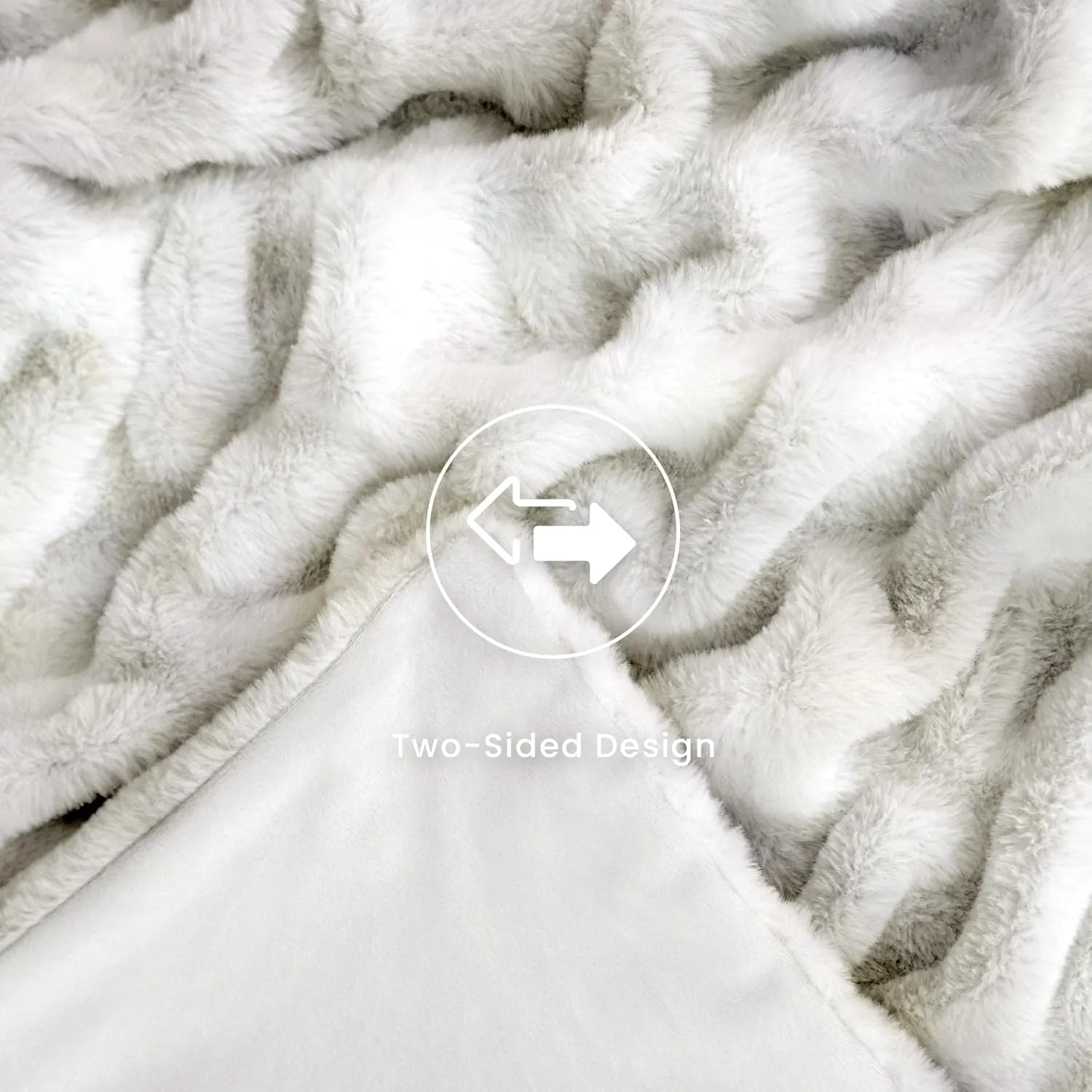 Luxury Faux Fur Blanket with Stretch Ruched Design, Cozy Faux Fur Twin Blanket, 60x80 Inches, Light Grey - Soft Plush Blanket for Bed, Couch, and Home Decor