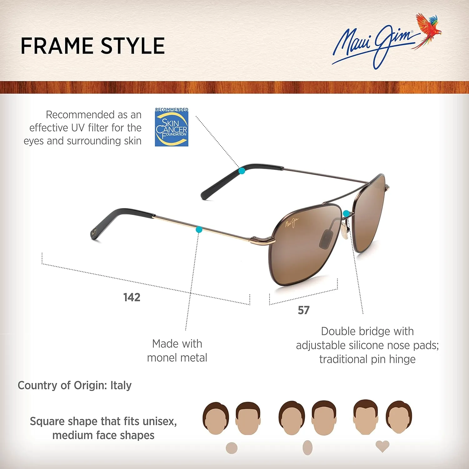 Maui Jim Men's and Women's Mano Polarized Aviator Sunglasses