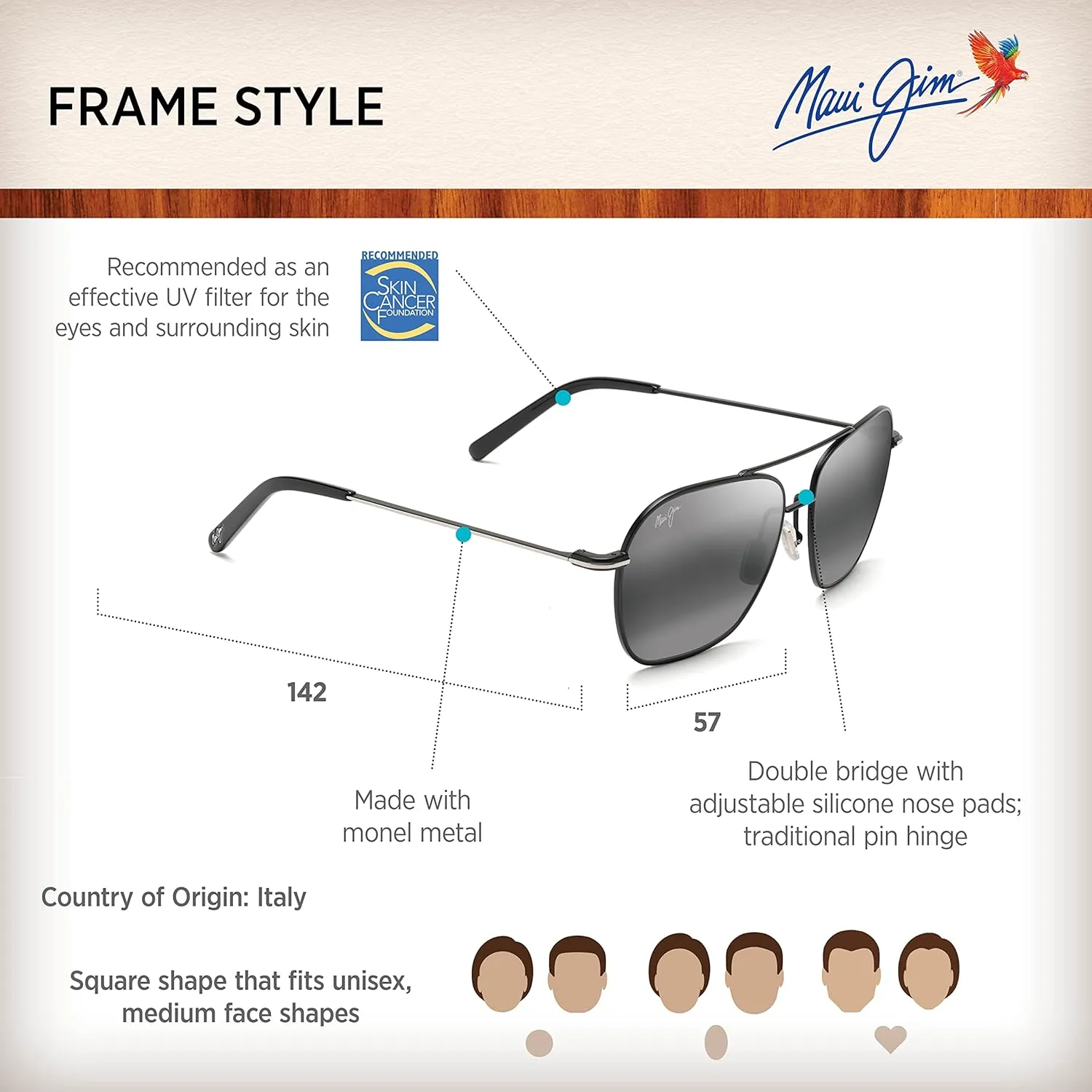 Maui Jim Men's and Women's Mano Polarized Aviator Sunglasses