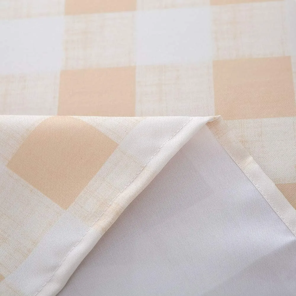 Melaluxe Spring/Summer Wrinkle-Free Waterproof Outdoor Tablecloth with Umbrella Hole and Zipper, Beige Checkered, 60 Inch Square