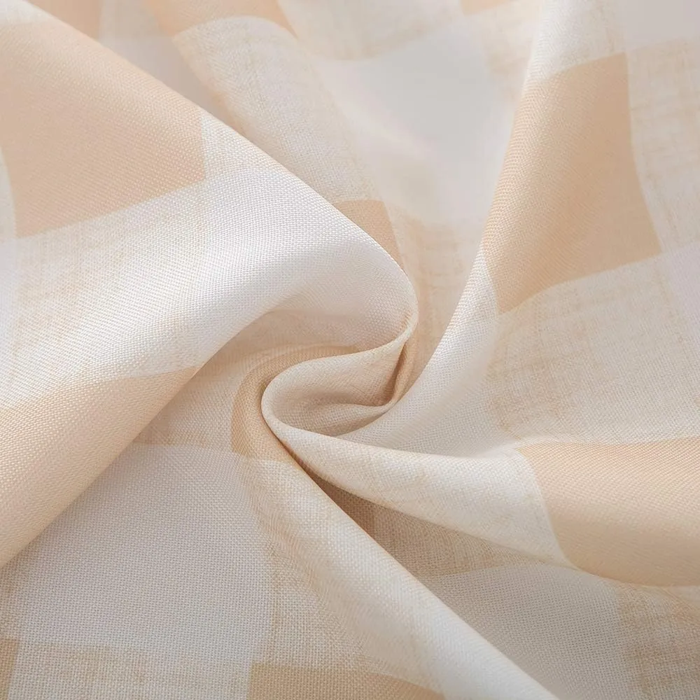 Melaluxe Spring/Summer Wrinkle-Free Waterproof Outdoor Tablecloth with Umbrella Hole and Zipper, Beige Checkered, 60 Inch Square