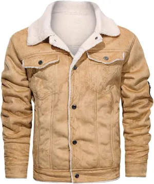 Men Bronze Biker Genuine Suede Airforce Sherpa Shearling Faux Fur Lined Motorcycle Rider Thick Warm Classic Leather Jacket (US, Alpha, X-Small, Regular, Regular, Bronze)