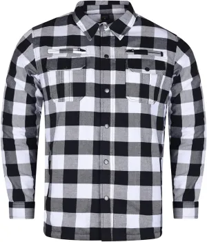 Mens Armored Checkered Flannel Biker Shirt, Multiple Waterproof Storage Pockets CE Approved Armor Reinforced Water Resistant