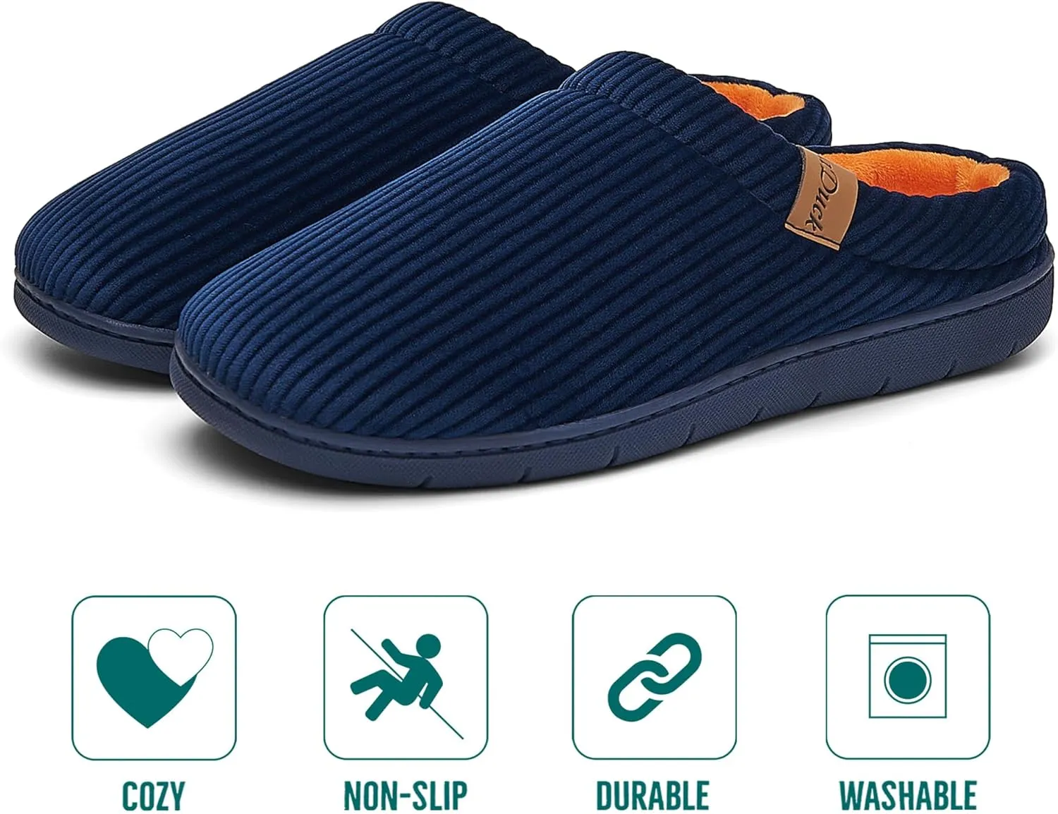 Men's Two-Tone Slippers with Arch Support Slip-On Warm House Shoes Cozy Memory Foam Indoor/Outdoor Breathable Slipper