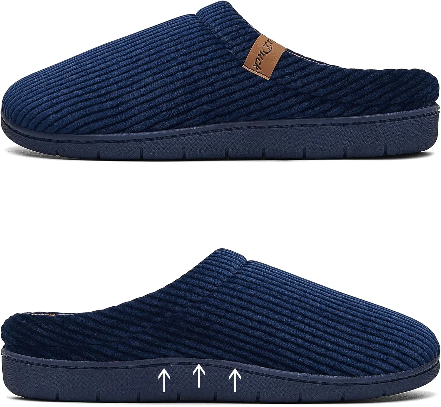 Men's Two-Tone Slippers with Arch Support Slip-On Warm House Shoes Cozy Memory Foam Indoor/Outdoor Breathable Slipper
