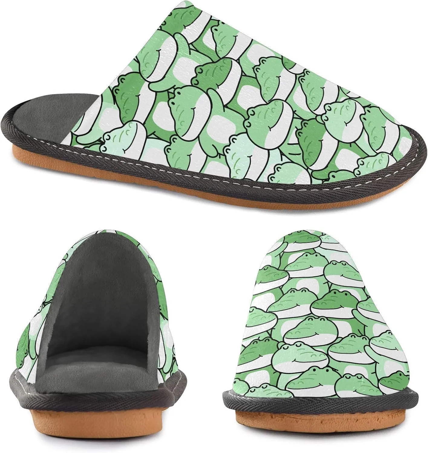 Mens Women's Cosy Slippers, Funny Cartoon Cute Crocodiles Casual Slip-On Breathable Memory Foam Scuff House Shoes for Indoor/Outdoor Size 4-11