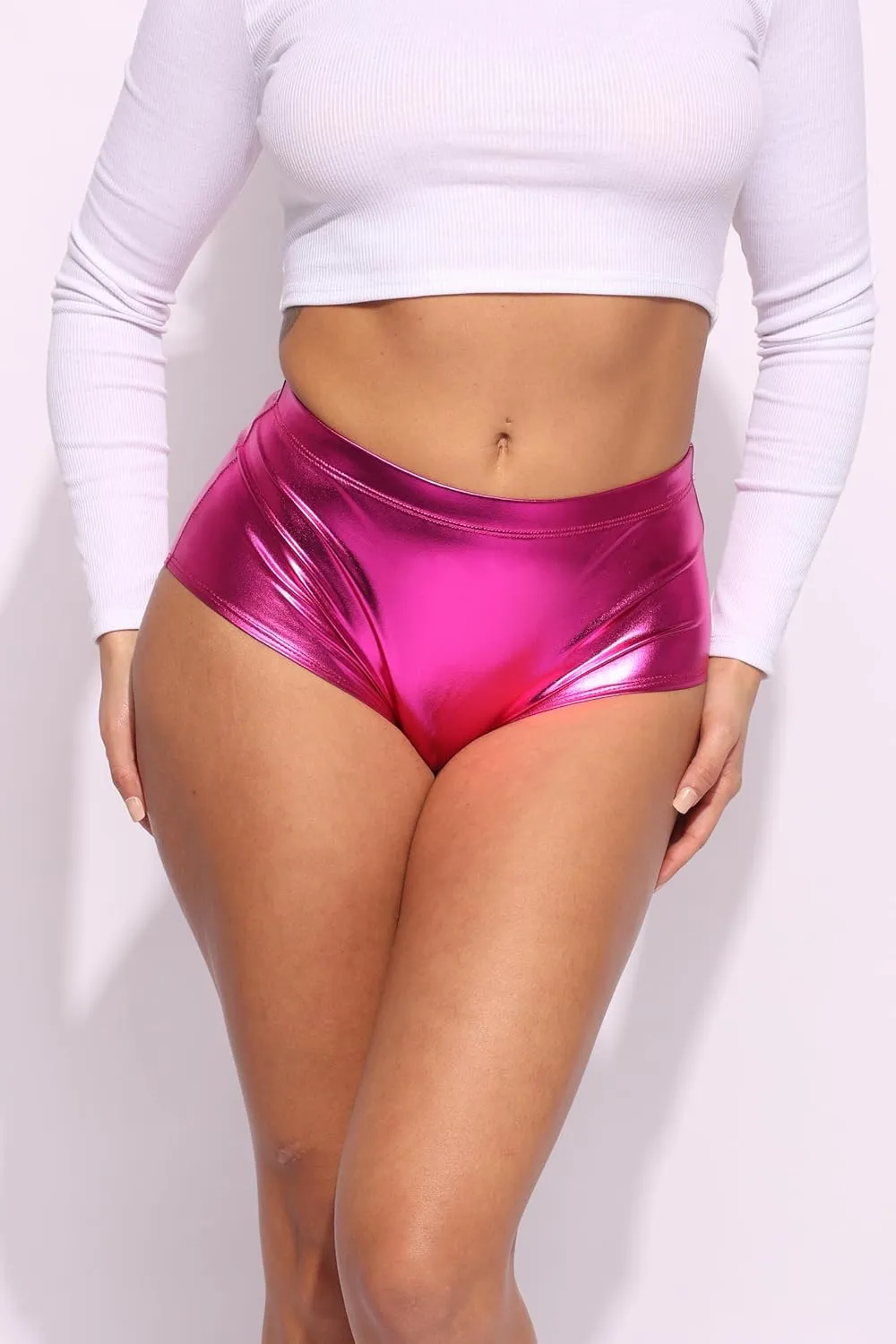 Metallic Booty Shorts Sparkly Micro Short Shorts - Shiny Sexy Hotpants for Rave Dance Disco Party Costume