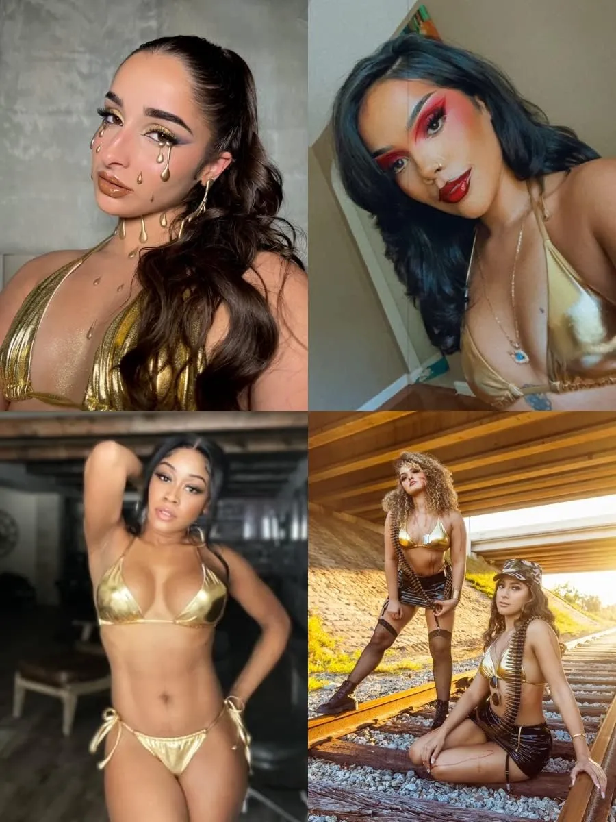 Metallic String Bikini for Women - Sexy Beach Glitter Swimsuits Bathing Suit Triangle Tops Side Tie Thong Bottom Set