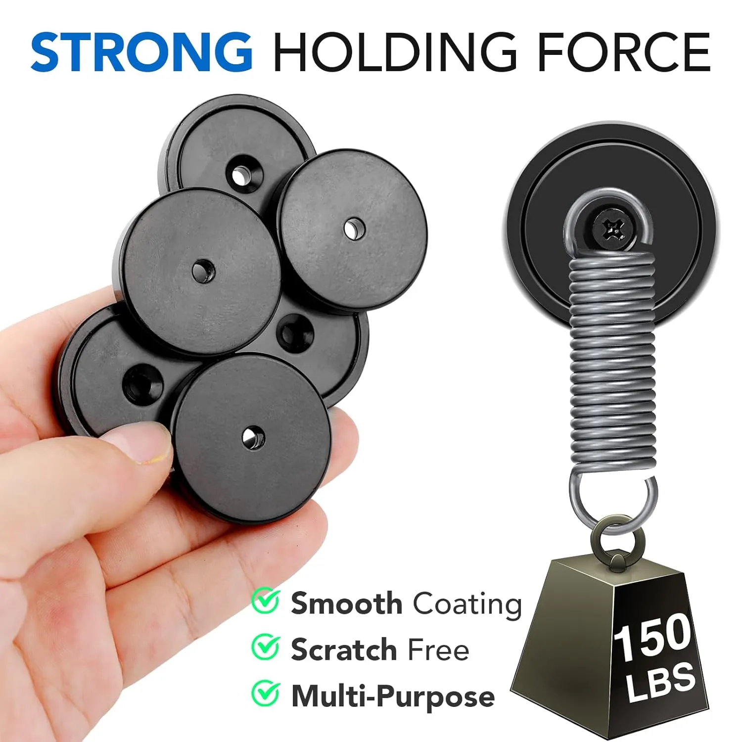 MIKEDE 10 Pack Strong Magnets Heavy Duty, Neodymium Cup Magnets with Countersunk Hole, Stainless Screw for Wall Mounting, Rare Earth Magnets Black Round Base Disc Magnet 1.4" D x 0.27" H