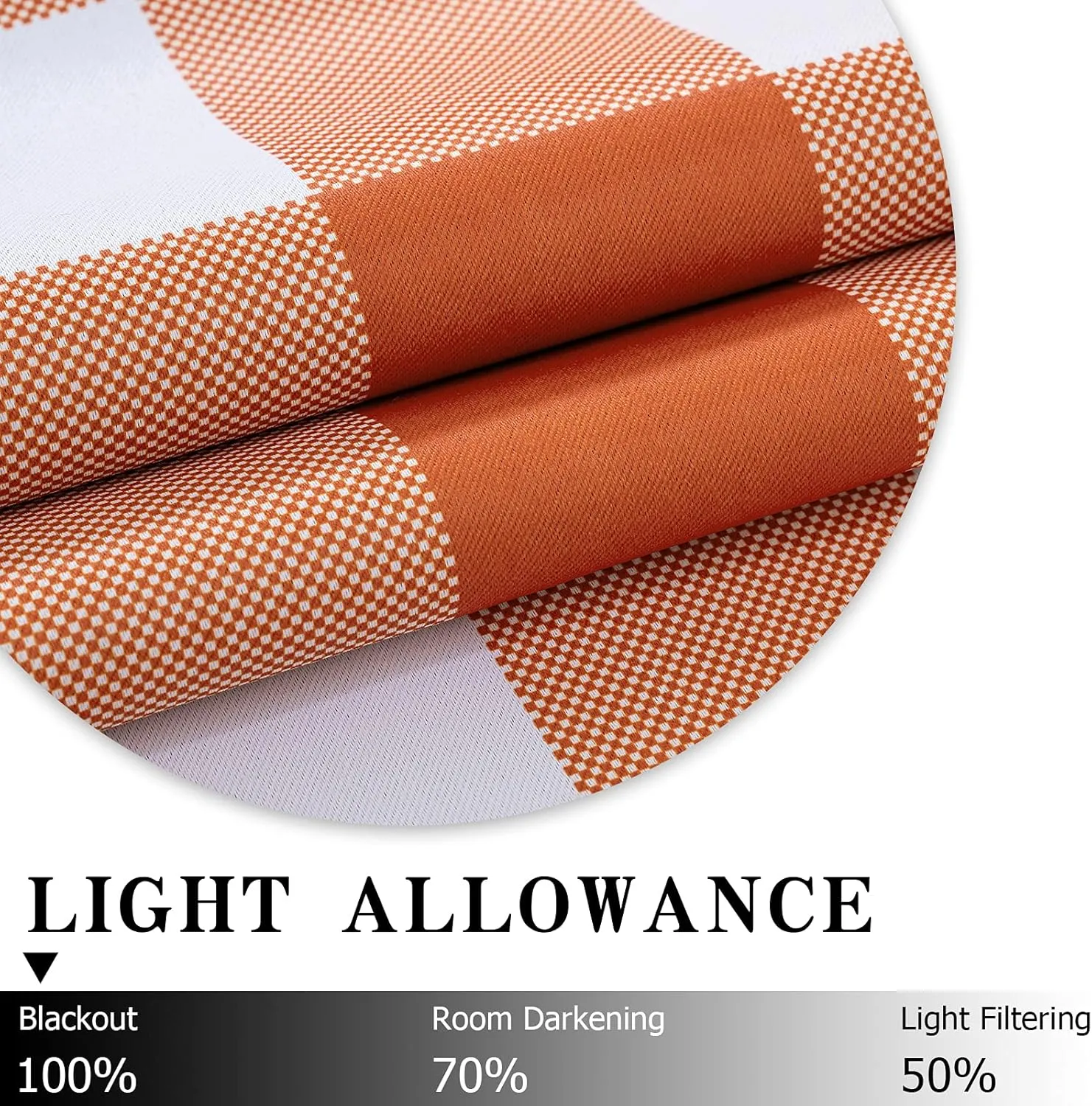 MIULEE Buffalo Plaid Blackout Curtains for Fall 63 Inches Long Thermal Insulated Window Drapes with Printed Plaid for Living Room 2 Panels 52 Inch by 63 Inch Orange and White