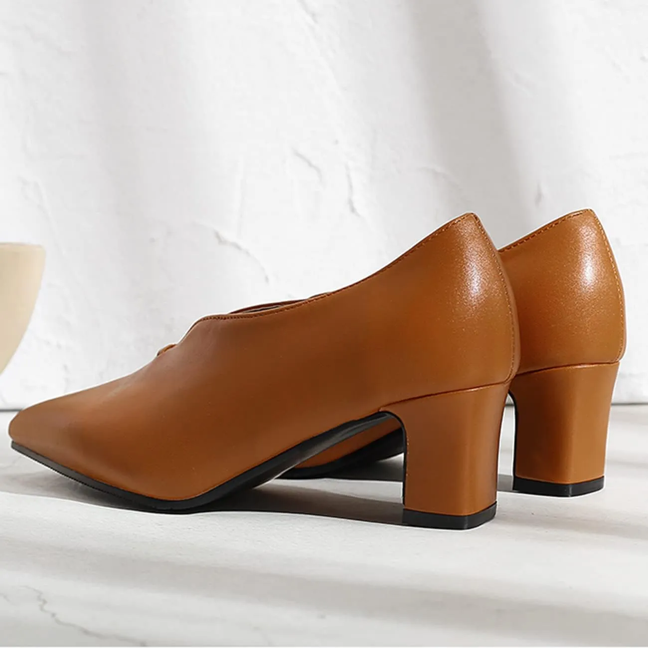 MOOMMO Women Comfortable Chunky Block Heel Pumps Shoes Pointed Toe Slip on Suede Penny Loafers Mid Heel Closed Pointy Toe Work Shoes Office Patchwork Ladies Dressy Fall Fashion Elegant 4-13 M US