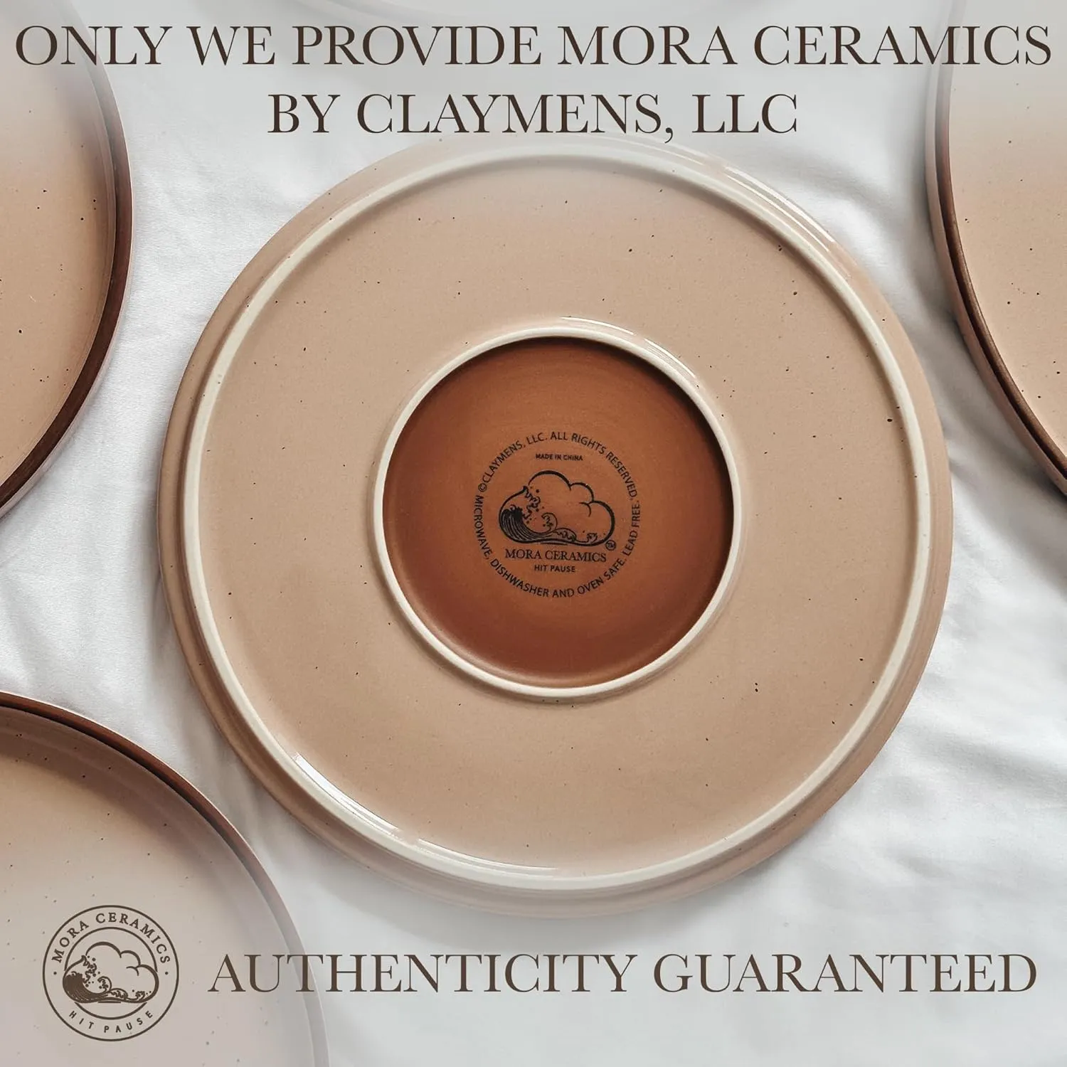 Mora Ceramic Flat Plates Set of 6-8 in - The Dessert, Salad, Appetizer, Small Lunch, etc Plate. Microwave, Oven, and Dishwasher Safe, Scratch Resistant. Kitchen Porcelain Dish - Chai