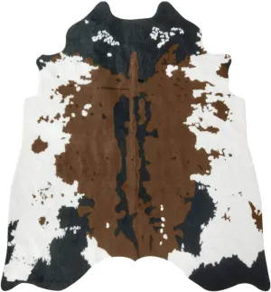 MustMat Brown Faux Cowhide Rug Western Cowboy 5.2'X4.6' Cow Print Fur Skin Area Carpet for Living Room