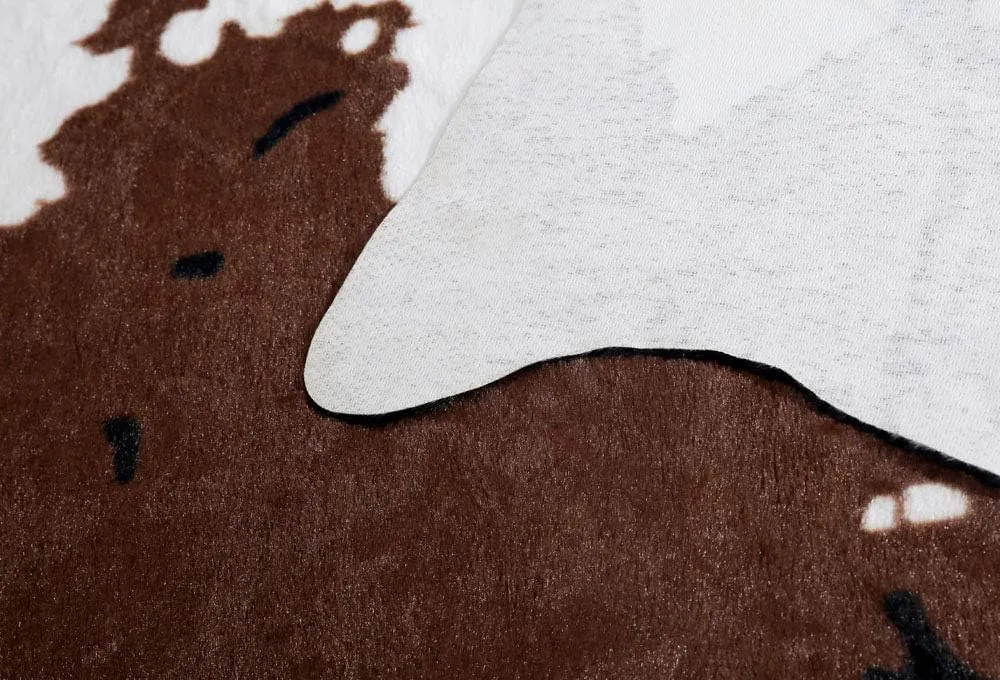 MustMat Brown Faux Cowhide Rug Western Cowboy 5.2'X4.6' Cow Print Fur Skin Area Carpet for Living Room