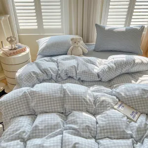 Nayoroom Gingham Duvet Cover King Size Blue White Plaid Checkered Comforter Cover Grid Farmhouse Bedding Set 3 Pcs Soft Breathable Washed Microfiber Gifts for Women Men