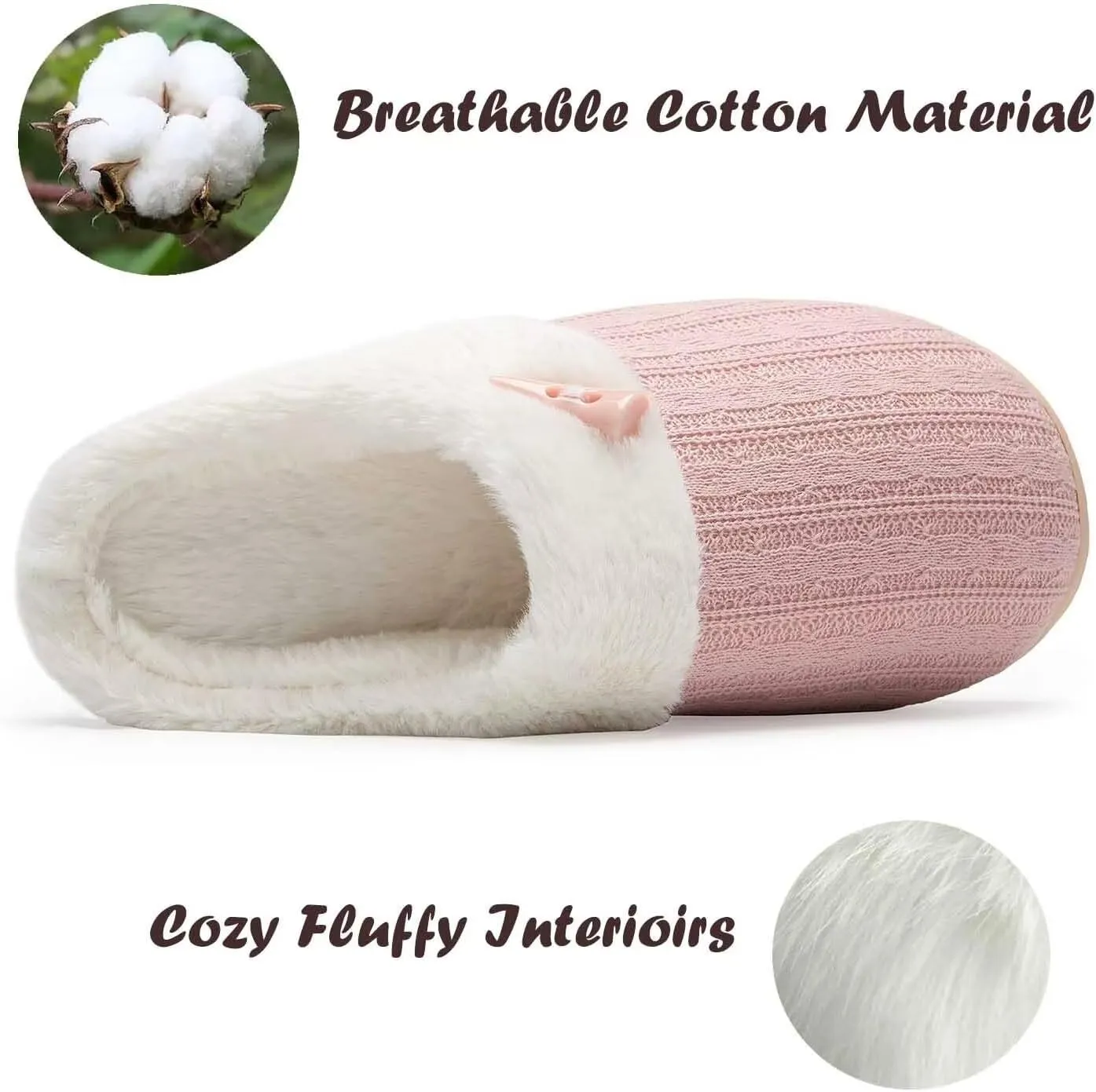 NineCiFun Women's Slip on Fuzzy House Slippers Memory Foam Slippers Scuff Outdoor Indoor Warm Plush Bedroom Shoes with Faux Fur Lining