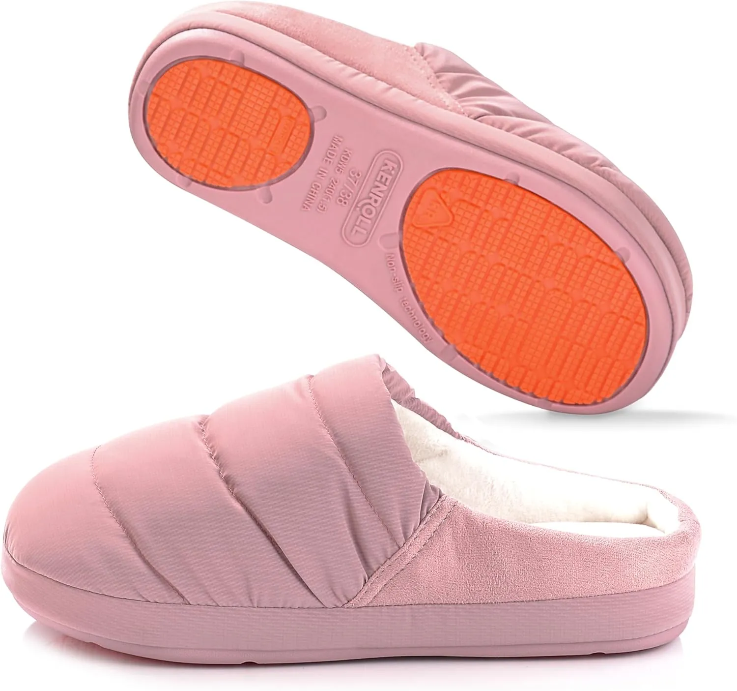 Non Slip House Slipper, Goose Down Fuzzy Memory Foam Slippers, Winter Warm Indoor Shoes for Women and Men