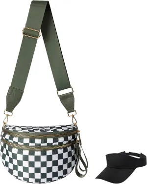 Nuvore Crossbody Bag, Checkered Crossbody Bags for Women, Stylish & Practical Comfort Bag, with Shoulder Strap & Hat