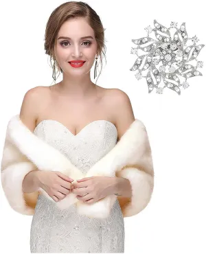 Olbye Yfe Women's Faux Fur Shawls Wraps Wedding Sleeveless Fur Wrap Shawl For Women 1920s Fur Stole Capelet