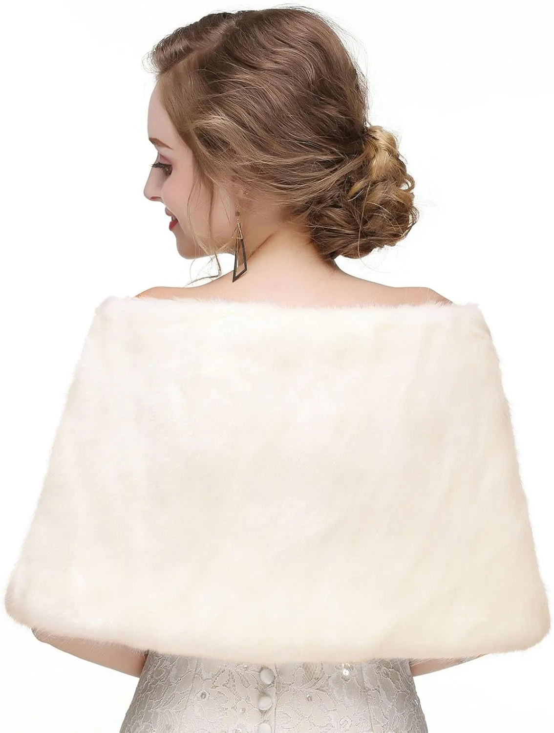 Olbye Yfe Women's Faux Fur Shawls Wraps Wedding Sleeveless Fur Wrap Shawl For Women 1920s Fur Stole Capelet
