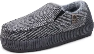 ONCAI Mens Clog Slippers with Arch Support Stripe Faux Fur Cotton-Blend High-Density Memory Foam Warm House Slippers Slip-on Indoor Outdoor Rubber Sole Size 7-16