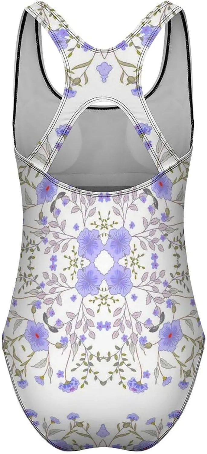 One Piece Swimsuit for Women Tropical Leaf Checkered Bathing Suits Racerback Swimsuits Tummy Control Padded Swimwear