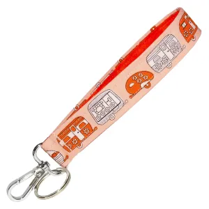 Orange and Silver Camper Keychain - Retro Camping Key Fob Strap - 1 Inch Wide - 6 Inch Loop - Cute Purse or Wallet Strap - RV Accessories - Handmade by Green Acorn Kitchen