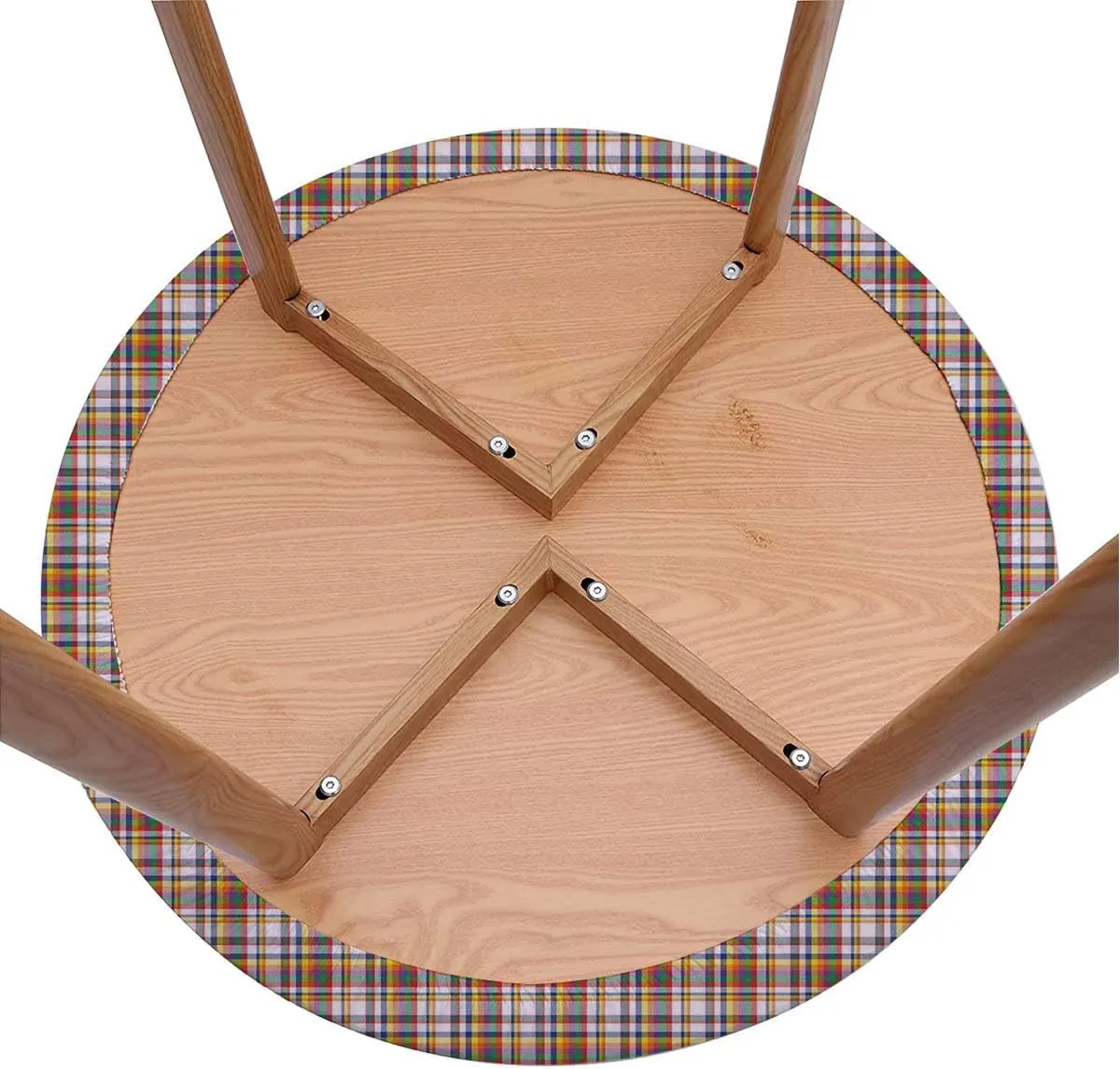 Orange Light Blue Round Fitted Table Cloth Cover Elastic ​Edged Retro Red Checkered Modern Table Cloth Round Elastic Edge Fitted Table Cover Abstract Fit for 40"-43" Table