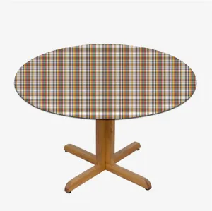 Orange Light Blue Round Fitted Table Cloth Cover Elastic ​Edged Retro Red Checkered Modern Table Cloth Round Elastic Edge Fitted Table Cover Abstract Fit for 40"-43" Table