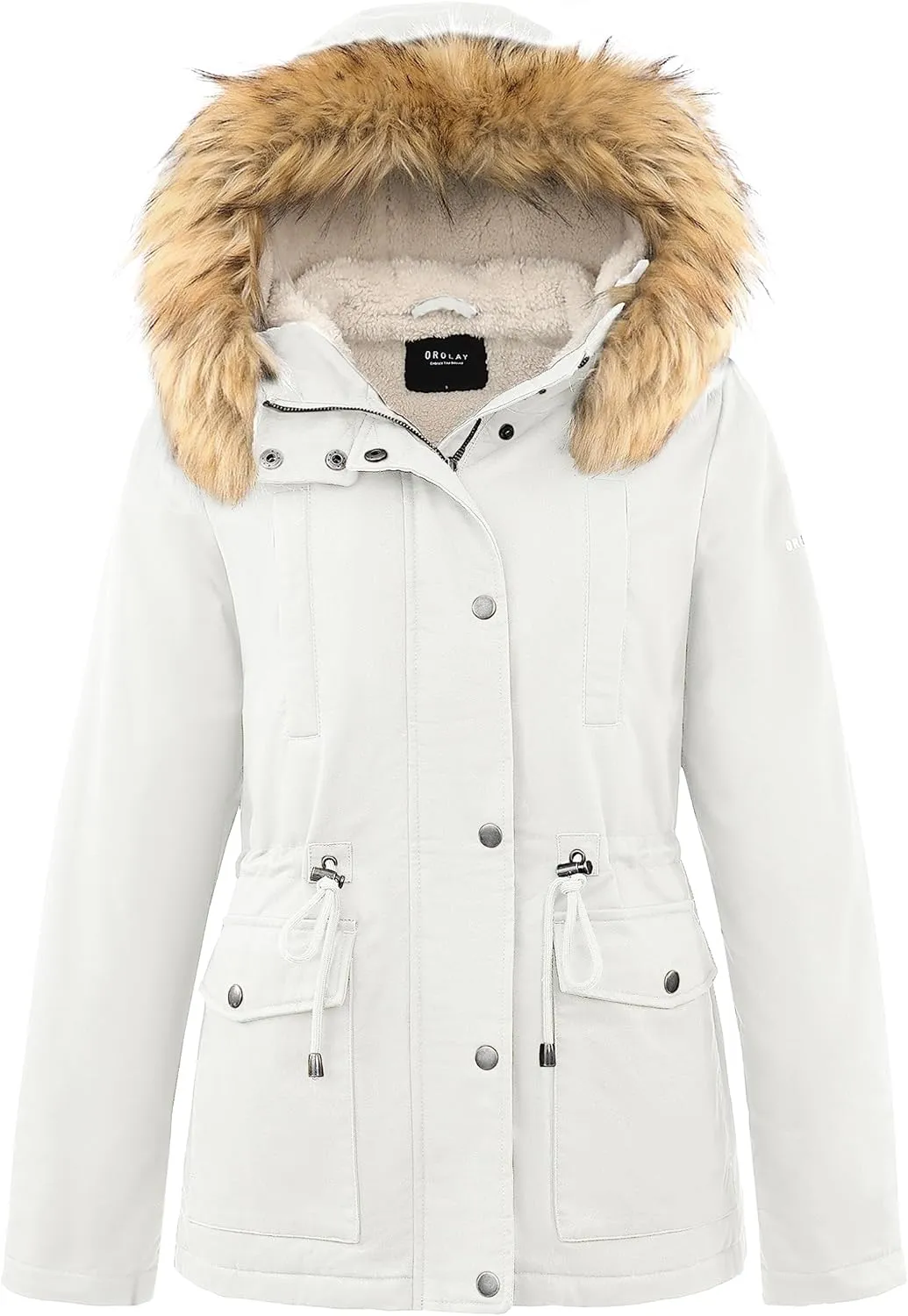 Orolay Women's Winter Parka Jacket Hooded Warm Coat Padded Jacket with Detachable Faux Fur