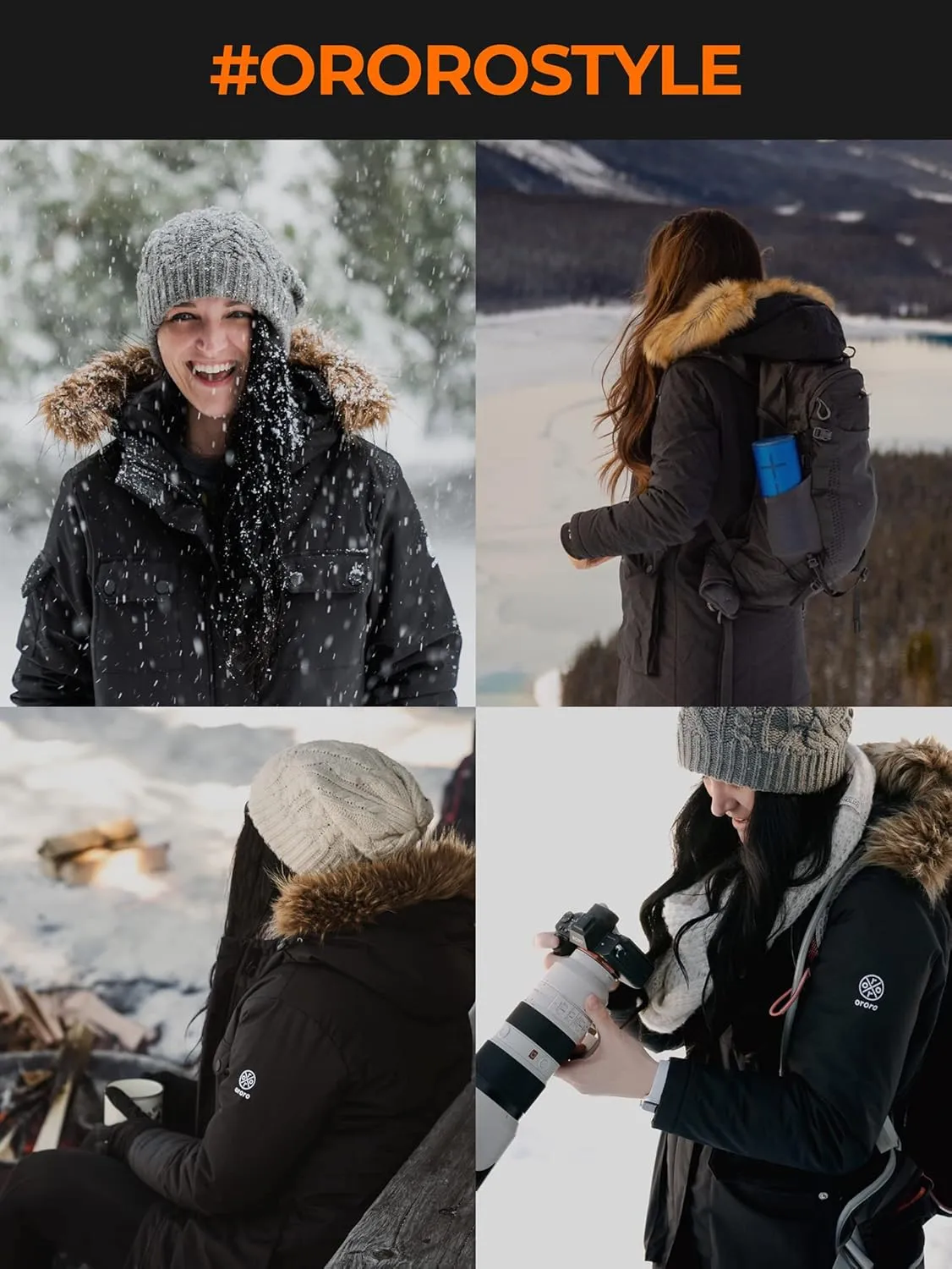 ORORO Women's Heated Parka Jacket with Thermolite Insulation and Detachable Hood, Long Heated Coat