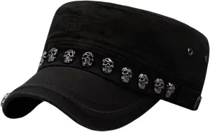 Oversize Cadet Hat Women Hip Hip Punk Rock Rivet Cotton Baseball Caps Big Head Men Army Sun Caps Dad Flat Top Fitted Hats
