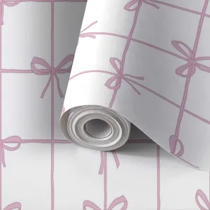 Peel and Stick Wallpaper Self Adhesive Wall Mural bow ribbon repeating hand drawn seamless inspirational cute quote Contact Paper Renter Friendly Wallpaper for Kitchen Nursery Bedroom 17.7"x118"